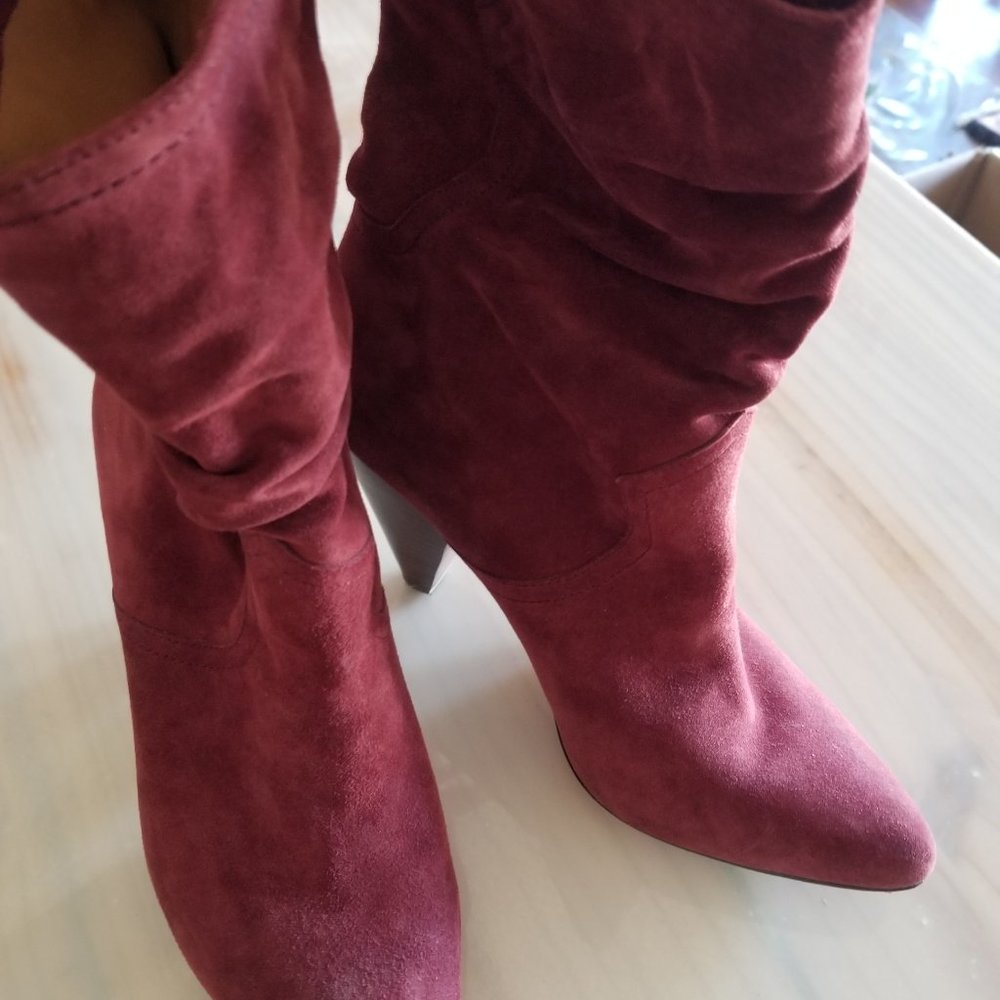 Joie - Gabbissy suede slouch boots in burgundy, size 8